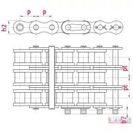 Görgőslánc  3/4" Triplex