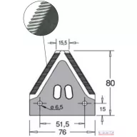   Kaszapenge alternáló 76x80x2,7 felül recézett horganyzott