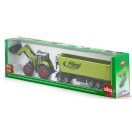 Claas Axion 850 homlokrakodós traktor billenős Fliegl pótkocsival Siku 