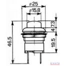 Nyomógomb kerek fekete (kürt)