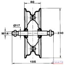 Keréktárcsa (Felni)  2.50x8" csapágyazással átmenő tengellyel