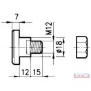 Késtartó csavar+anya M12x34, DN-18