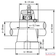 Csapágyház + csapágy UCPA-204 (SYF-504+YAR-204)