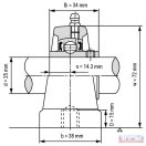 Csapágyház + csapágy UCPA-205 (SYF-505+YAR-205)