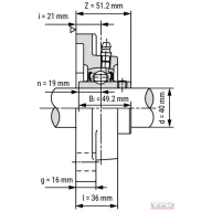 Csapágyház + csapágy UCF-208 (FY-508+YAR-208)