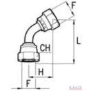Könyök M22x1,5 KB 45° ívelt