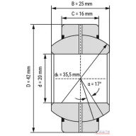GEH 20 ES 2RS (20x42x16/25) erősített csapágy