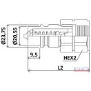 Gyorscsatlakozó M22x1,5 dugó belső menetes