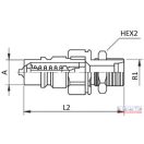 Gyorscsatlakozó M22x1,5 dugó szerelőfalas