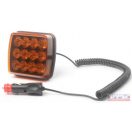 Villogó sárga 12V/24V mágneses LEDes szögletes