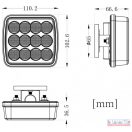 Villogó sárga 12V/24V mágneses LEDes szögletes