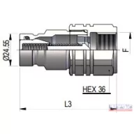   Gyorscsatlakozó 1/2" dugó belső menetes cseppenés mentes DN-24,55 (45l/min)