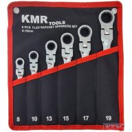   Csillag-villás kulcs készlet 8-19, 6 db-os racsnis csuklós